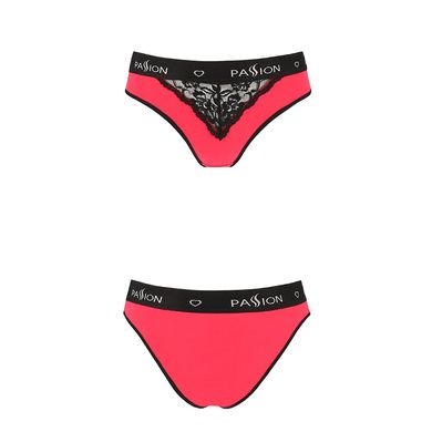 Трусики с широкой резинкой и кружевом Passion PS001 PANTIES S, red-black SO4169 фото