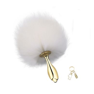 Металева анальна пробка Кролячий хвост LOCKINK SEVANDA White Bunny-Tail Anal Rose-shape Plug SX0867 фото