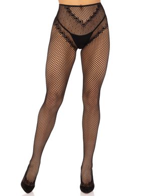 Панчохи Leg Avenue Crotchless Net Tights with Heart Backseam Black One Size SX1051 фото