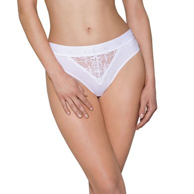 Трусики з широкою гумкою і мереживом Passion PS001 PANTIES M, white SO4172 фото