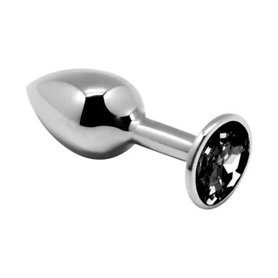 Металева анальна пробка з кристалом Alive Mini Metal Butt Plug Black L SO6006 фото