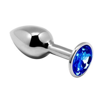 Металева анальна пробка з кристалом Alive Mini Metal Butt Plug Blue L SO6007 фото