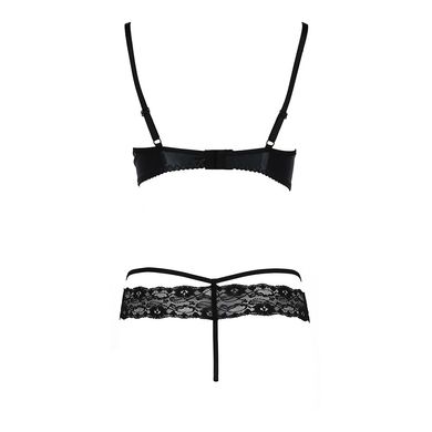 Комплект білизни Passion Exclusive NORTH SET S/M, black, ліф и трусики з елементами під латекс PS24008 фото