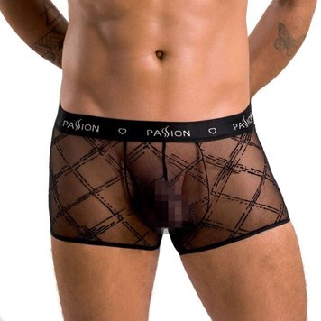 Мужские прозрачные боксеры Passion 032 SHORT JAMES S/M Black, сетка SO7568 фото